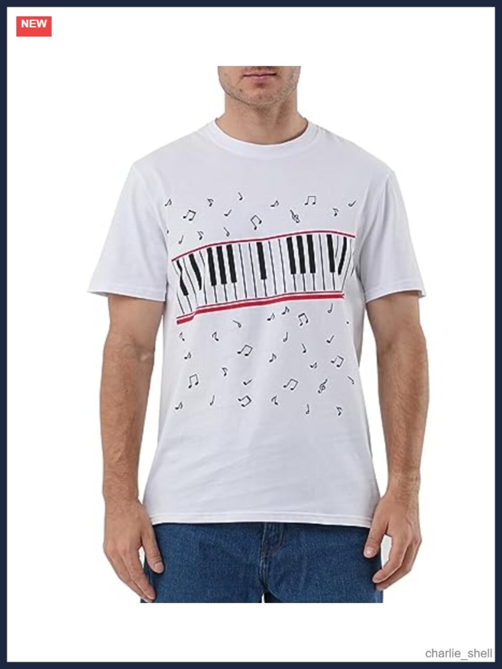 Ciguo Cosplay Piano Peace Graphic T-Shirt Crew Neck Short Sleeve Regular Fit